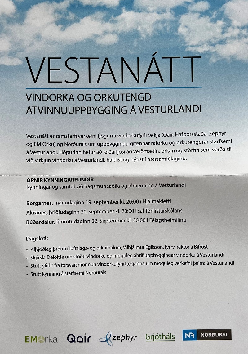 Vindorkufyrirtæki með fund í Dalabúð