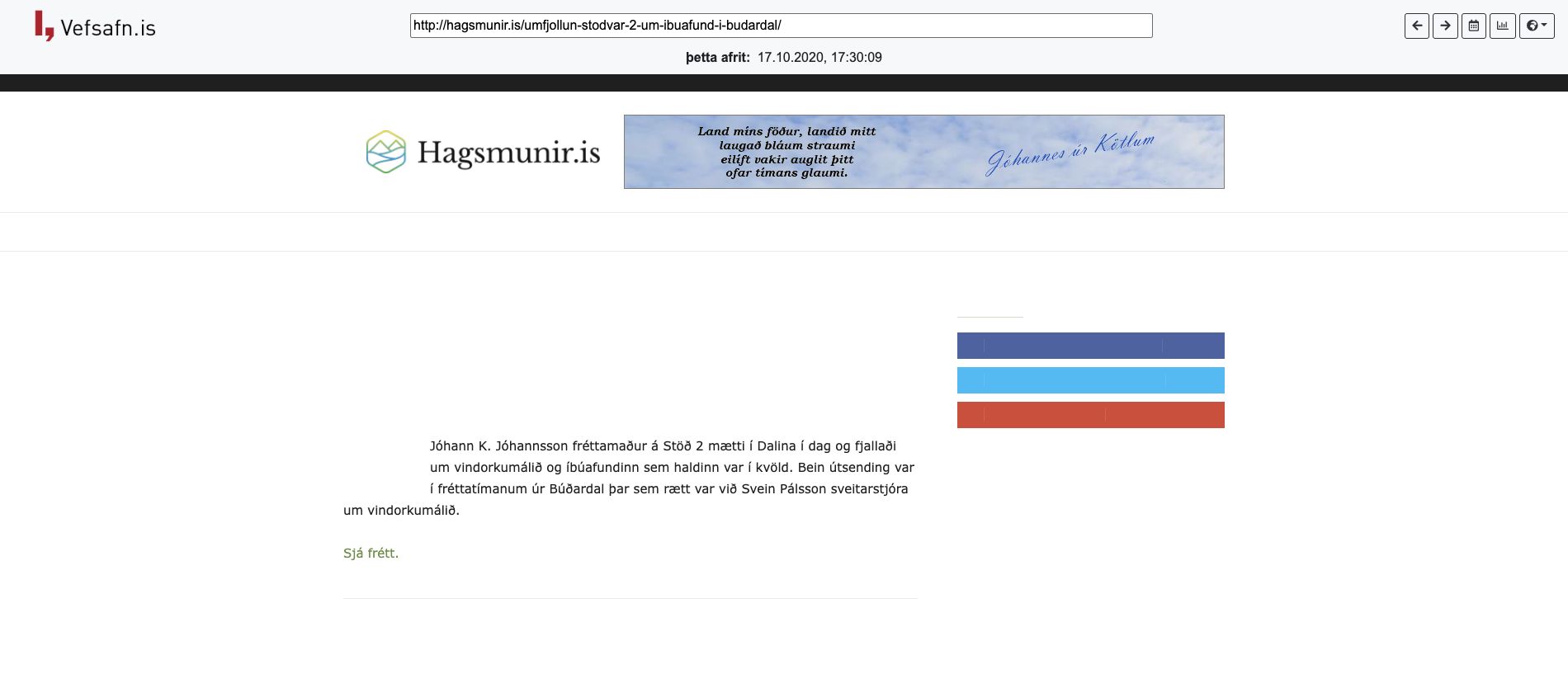 Umfjöllun Stöðvar 2 um íbúafund í Búðardal