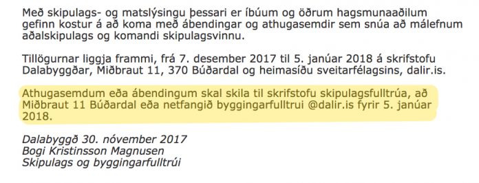 Mynd við athugasemdafrest í gömlu tímalínunni