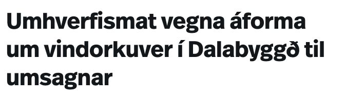 RÚV: Umhverfismat vindorkuvers í Dalabyggð til umsagnar