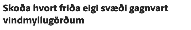 Vísir: Ráðherra ræðir vernd svæða gagnvart vindorku